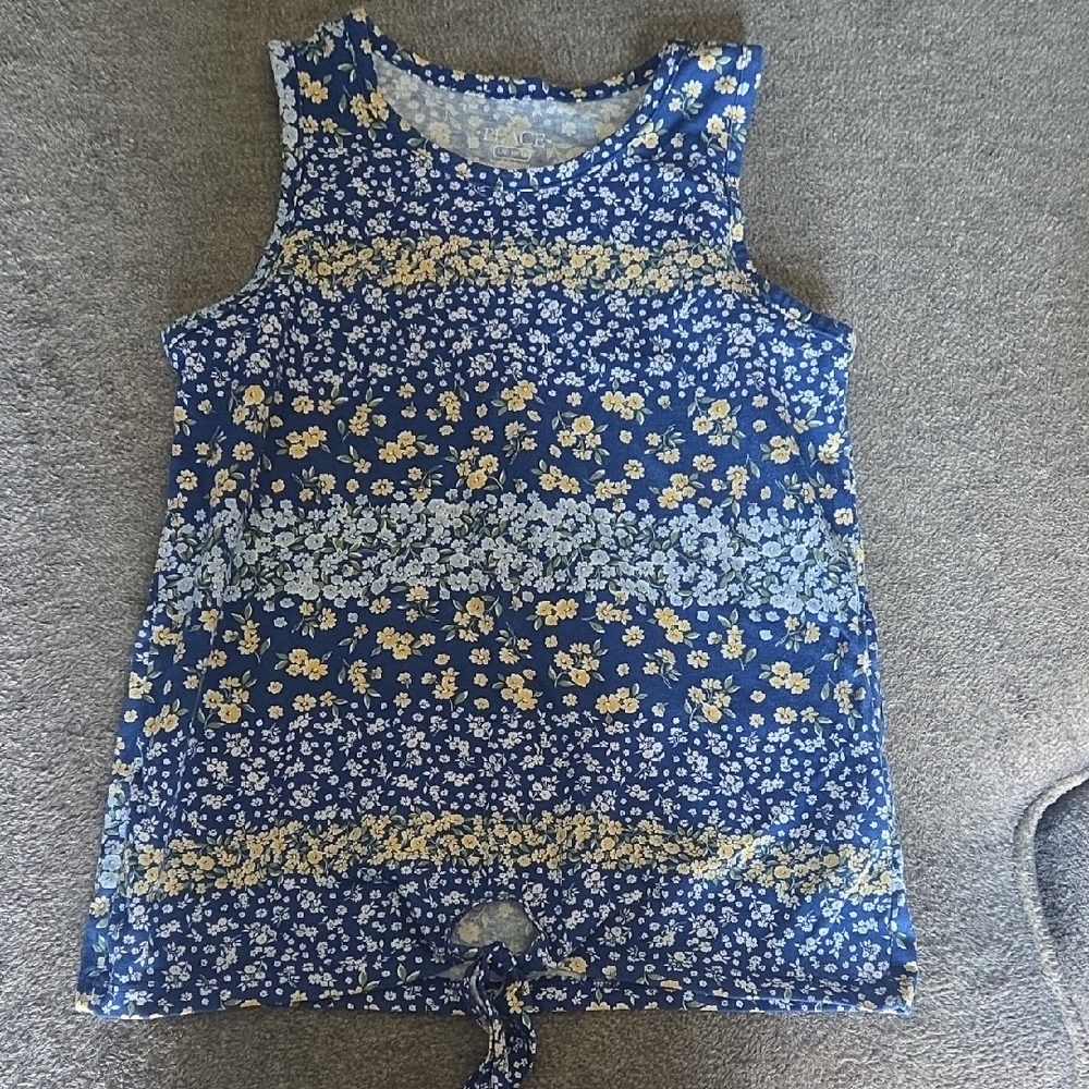 Children's Place Blue and Cream Floral Top